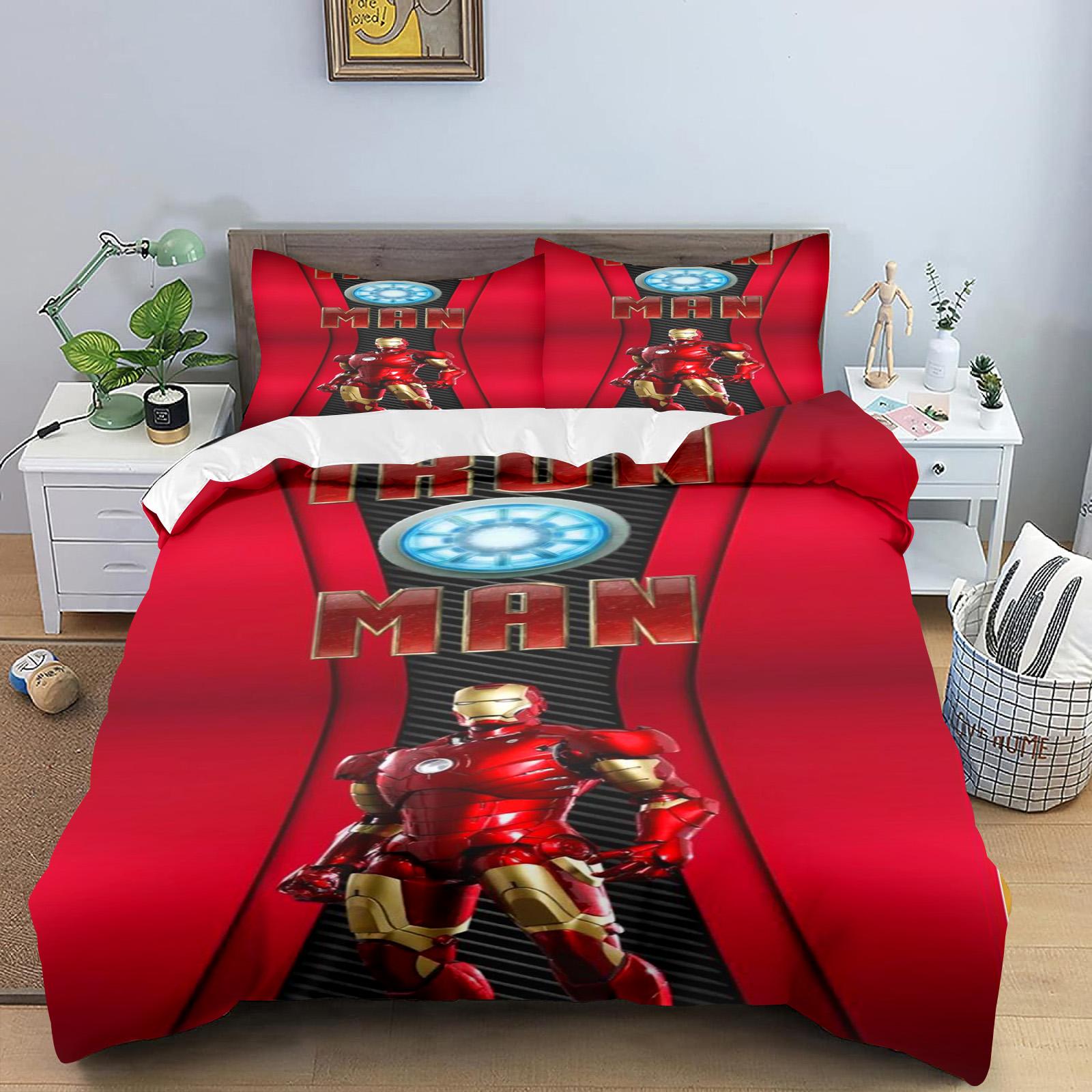 Iron Man Kuromi Bettwäsche-Set für Kinder King Size Luxusbezug 100% Polyester 3-teilig Weihnachtsgeschenke Heimdekoration AU Queen(210*210cm)3pcs