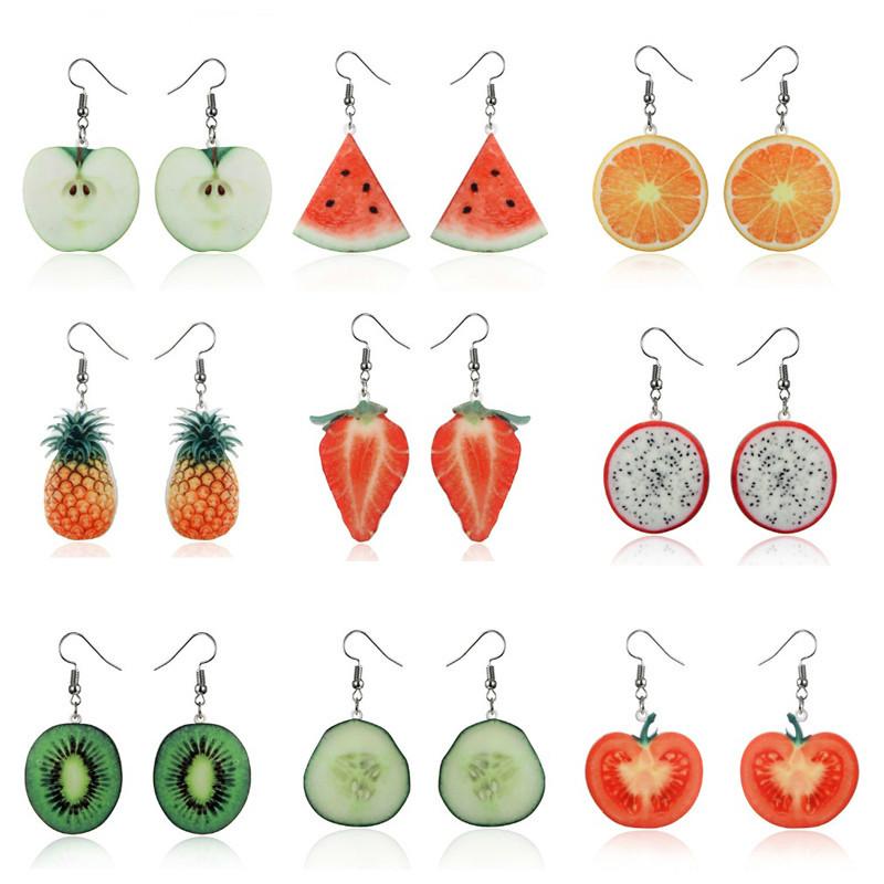 Schöne Frucht-Ohrringe, Erdbeere, Ananas, Tomate, Kiwi, Orange, Gurke, Ohrringe, exquisites Geschenk cucumber