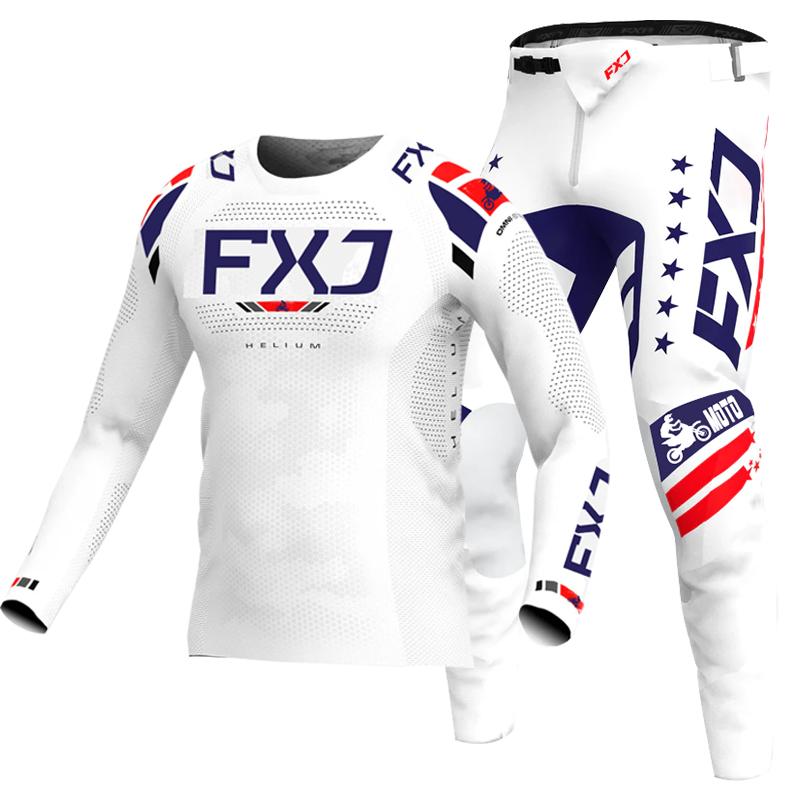 NEU 2026 FXJ pinkes Enduro Motocross Ausrüstungsset MX Trikot Hose Grüne Motorradbekleidung MTB Carracing Anzug Off Road Ausrüstung XXL - 38 weiß