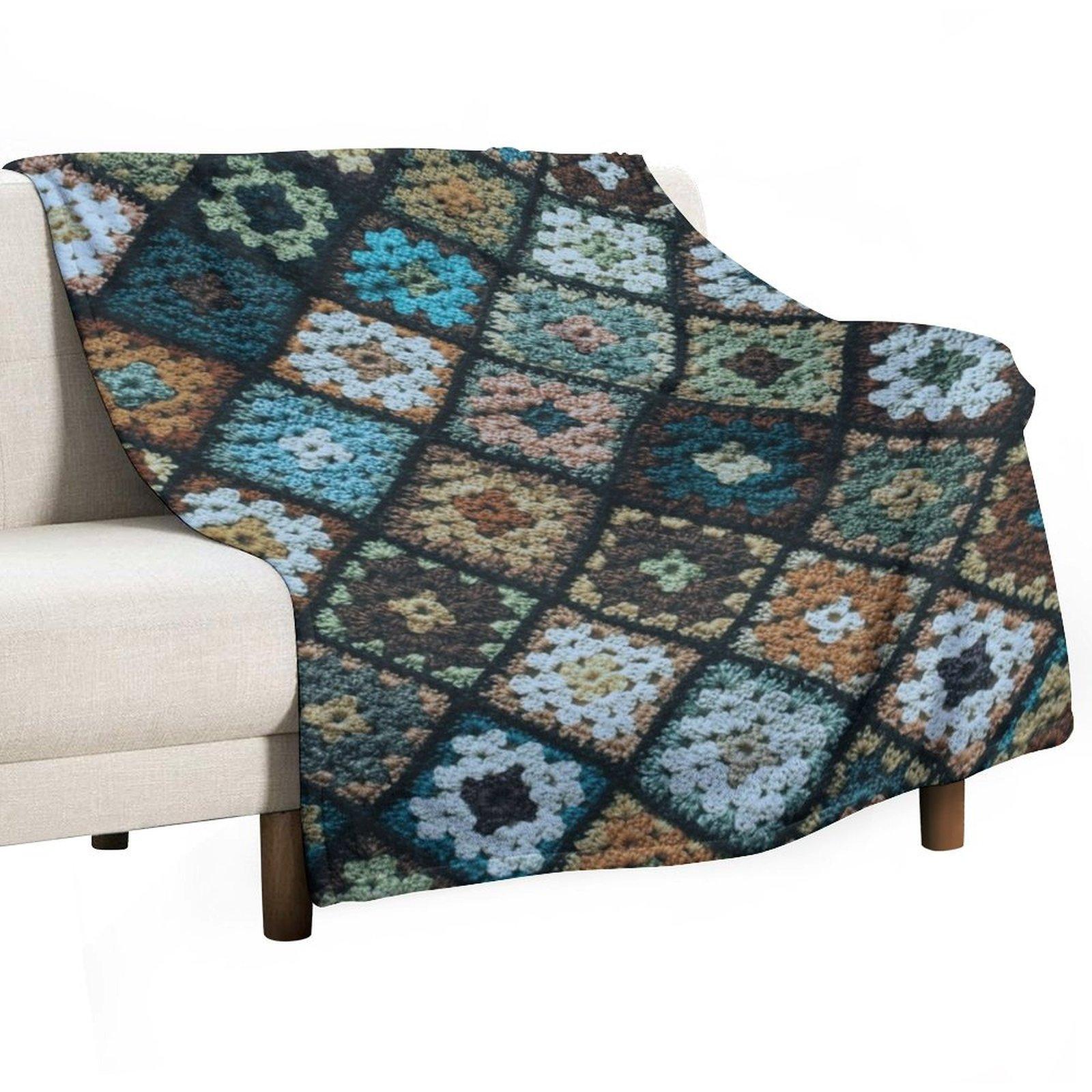 Häkelanleitung Granny Square blau Tagesdecke Haar- und Überwürfdecke dekorativ für den Winter Decken 30x40in