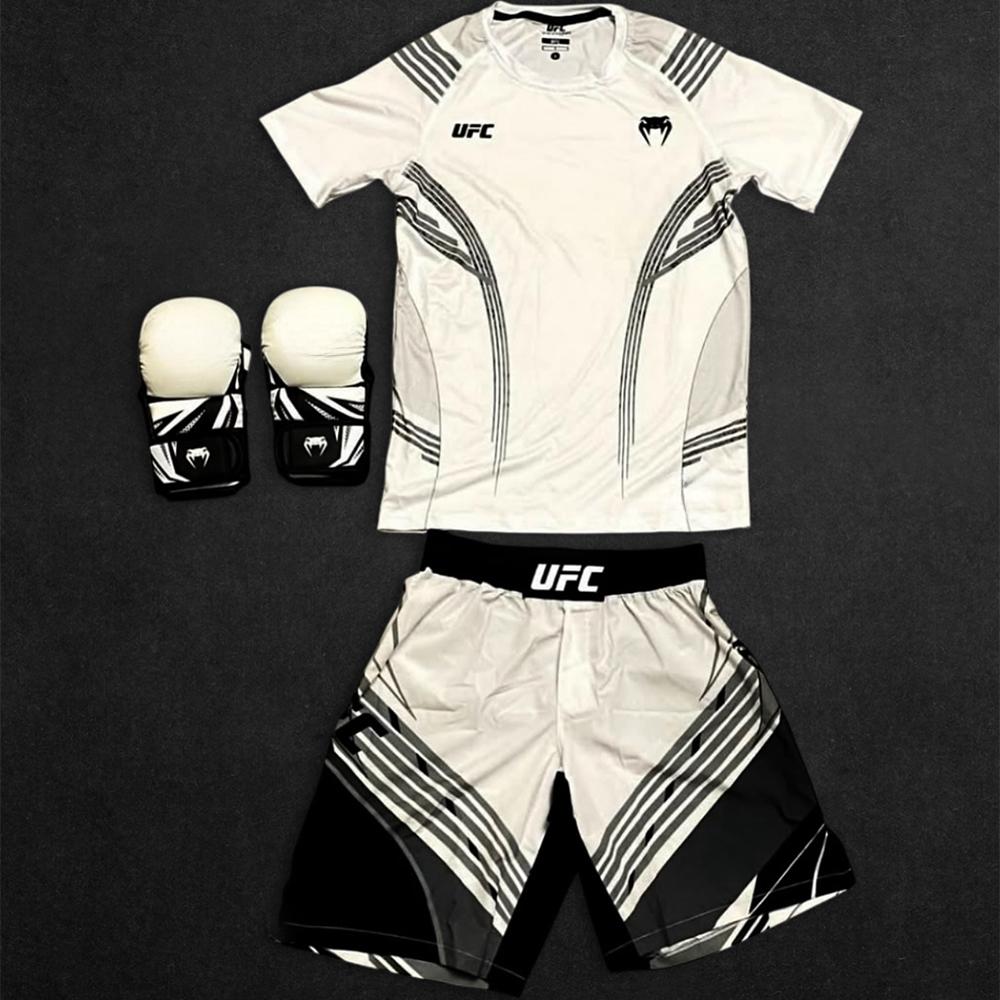 Neues Heißes UFC 323 White Fighting Night Champion Set MMA Achteckiger Käfig Herren Damen Übergroß Atmungsaktiv Boxen Jiu-Jitsu Set L
