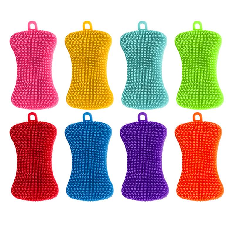 Silikon-Geschirrspülbürste, Topf- und Pfannenschwamm, Küchenreinigungsbürste, Silikon-Scheuerschwamm, Gemüse-/Obst-/Topf- und Pfannenspülbürste orange