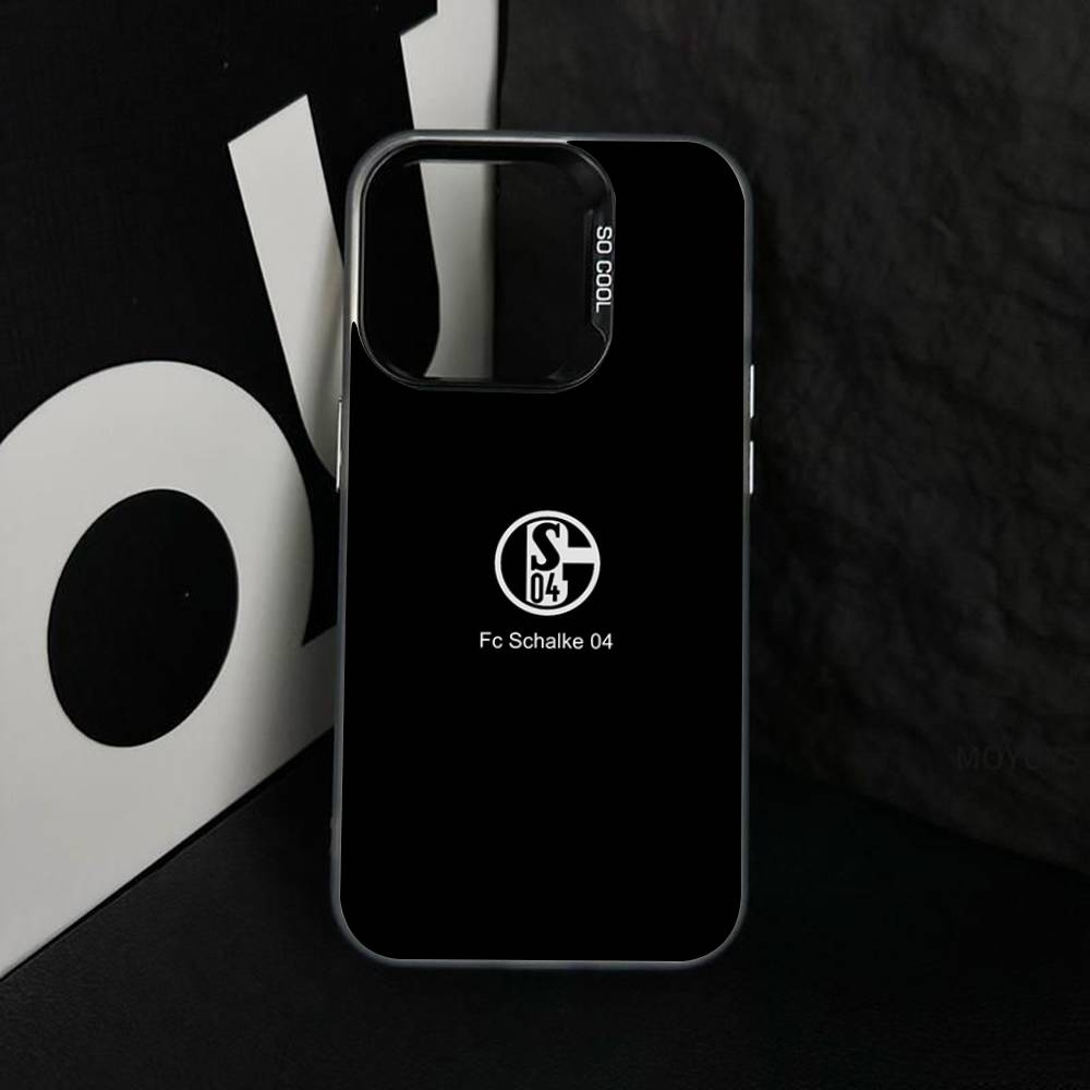 S-Schalke 04 mattierte Handyhülle für iPhone 17 16 15 14 Plus 13 12 11 Pro Max X Xs XR Silber Hartschalen-Cover iPhone 16 pro