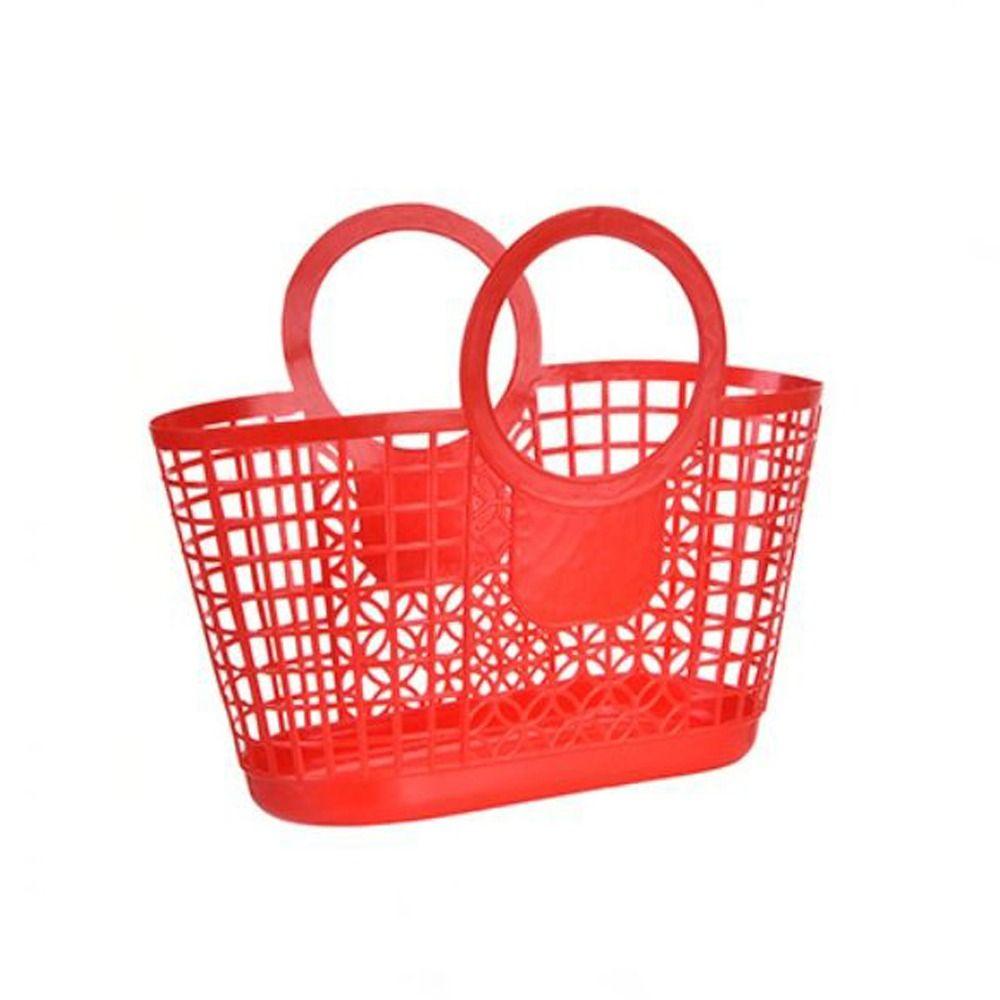 Einkaufskörbe aus hohlem Kunststoff für die Küche, Aufbewahrungskorb für Obst und Gemüse, tragbare Dusch-/Badekörbe, Kinderspielzeug, Snack-Organizer rot
