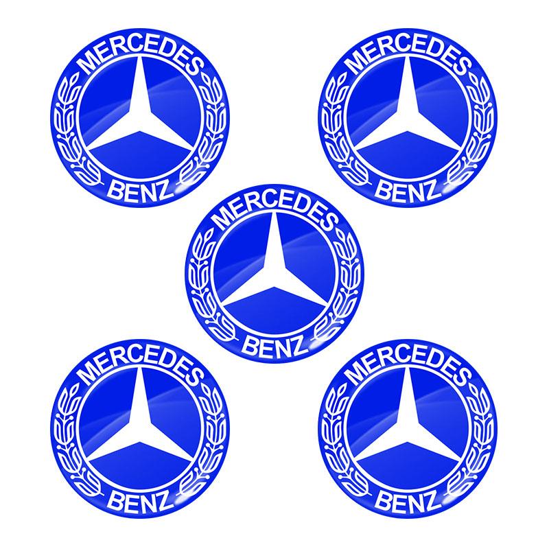 14mm Auto Schlüssel Emblem Aufkleber Auto Steuer Schlüssel Logo Für Mercedes Benz W204 W212 W176 GLC CLA GLA E C G M R S Klasse AMG Autozubehör 5pcs blue