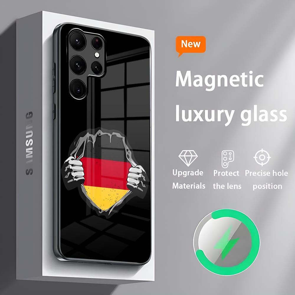 Deutsche Flagge Handyhülle S24 Ultra Hüllen Celulares Für Samsung S24 S23 S22 S21 S20 Plus Ultra Note20 Glas Magnetische Handyhülle Samsung S22
