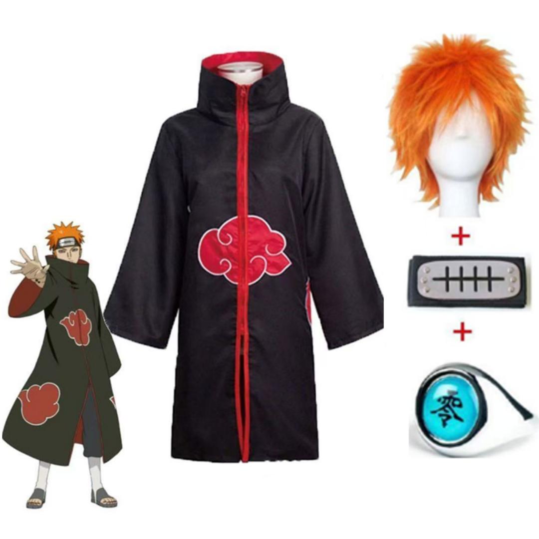 Uzumaki Akatsuki Cosplay Jungen Mädchen Uzumaki Jacke Hose Stirnband Perücke Requisiten Kind Uniform Kunai Halloween Kostüm XXS/135 orange