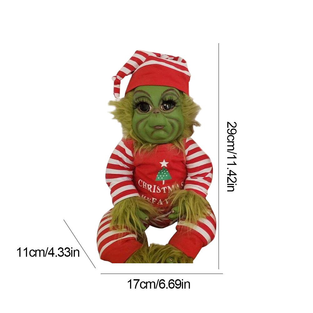 Weihnachten Plüschpuppe Grünes Monster Puppe Weihnachten Grinch Babyspielzeug Weiche Weihnachtsdekorationen Plüschtier Kinderpuppe Weihnachtsdeko brown