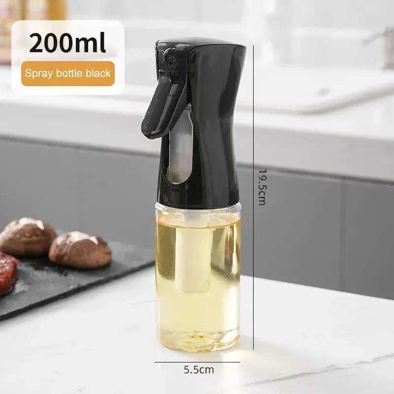 Ölsprühflasche Topf Küche Haushalt Speiseölspender Olivenölsprüher Mister für Luftfritteuse Salatbacken 200ml schwarz