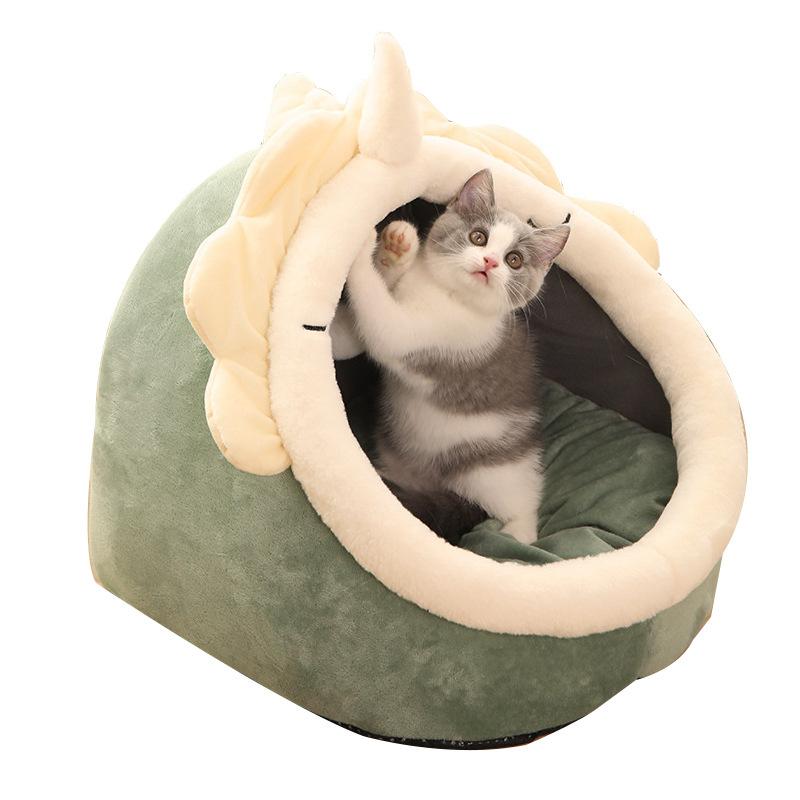 Katzenbett Haus Zwinger Nest Runde Haustiere Schlafhöhle Kätzchenbetten Haustierkorb Gemütliche Kätzchenliege Kissen Katzenhaus Zelt Hundehütte S (32X32X28cm)