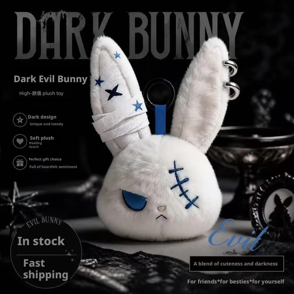 Gotisches Hasen-Plüsch-Schlüsselanhänger-Kaninchenbeutel-Anhänger Mit Verband-Design Kawaii Schlüsselring-Anhänger Auto-Taschen-Ornament Halloween-Geschenke white