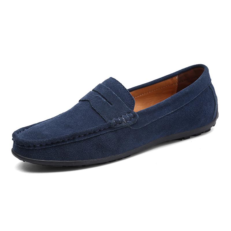 Plus Größe Wildleder Schuhe Männer Müßiggänger Bequeme Casual Schuhe Männer Fahren Schuhe Mokassins Männer Wohnungen Schuhe 38 blau