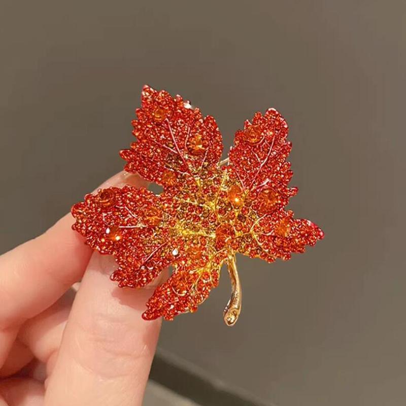 Ahornblatt-Broschen für Damen und Herren, elegante Corsage, Festival, Party, Anstecknadel, Kleidung, Schmuck, Accessoires rot