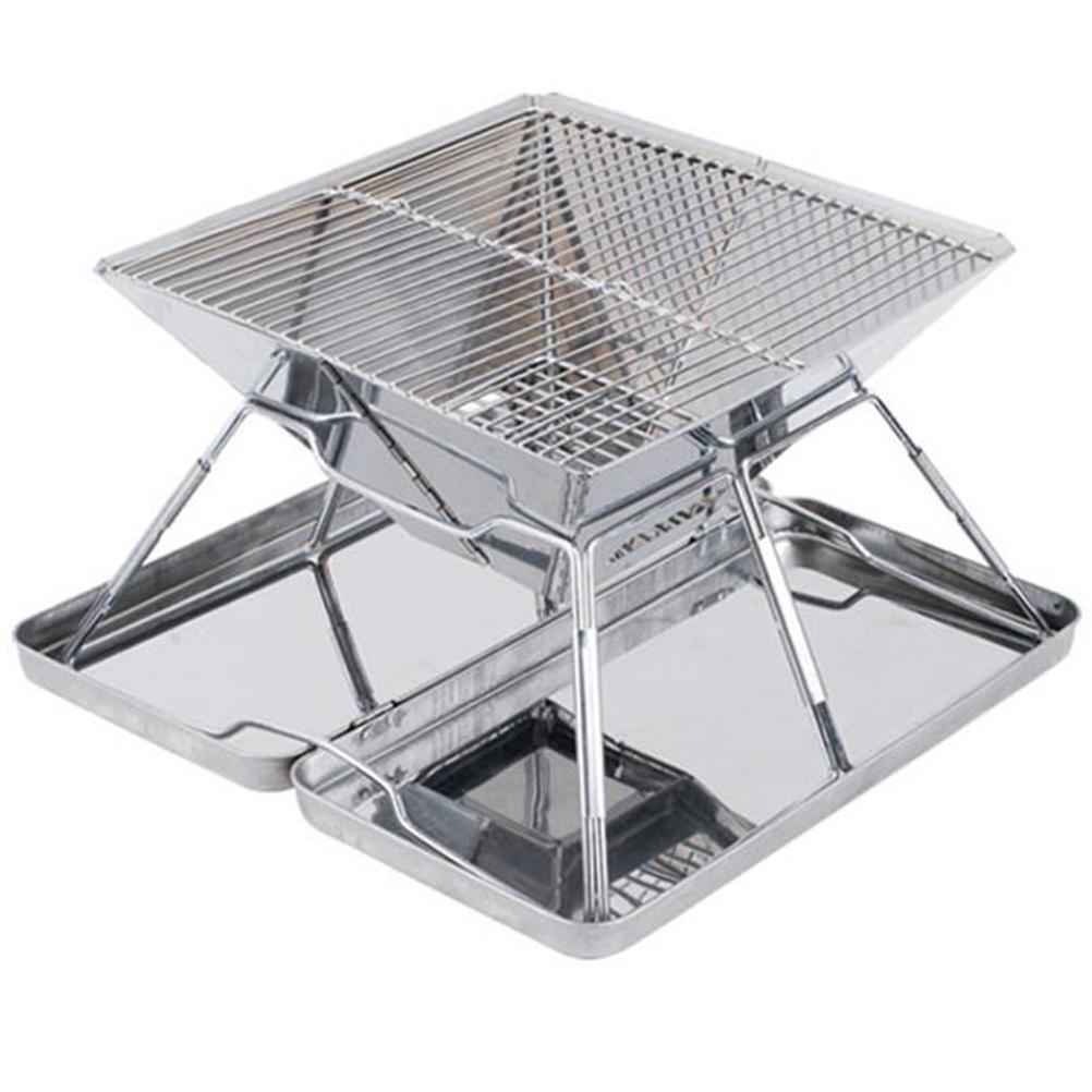 Faltbarer Handkoffer Design Holzkohlegrill für Camping, Picknick, Party silber