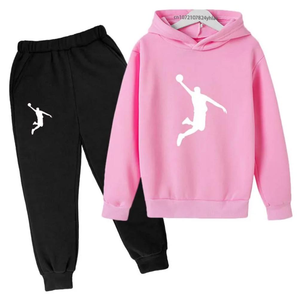 Kinder Freizeit Herbst Frühling 2tlg Hoodie+Hose Buchstaben Druck Trainingsanzüge 2-13 Jahre Jungen Mädchen Einfache Outfits Kinderkleidung Sets 130 pink