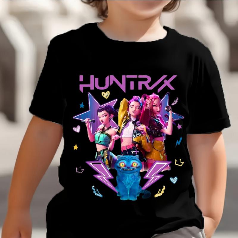KPop Dämonenjäger Kinder T-Shirt Huntrix Girl Saja Jungen Baby Tops Kleinkind T-Shirts Zoey Rumi Mira Kleidung Kinder T-Shirts Kurzarm Kleidung kids-130(8T)