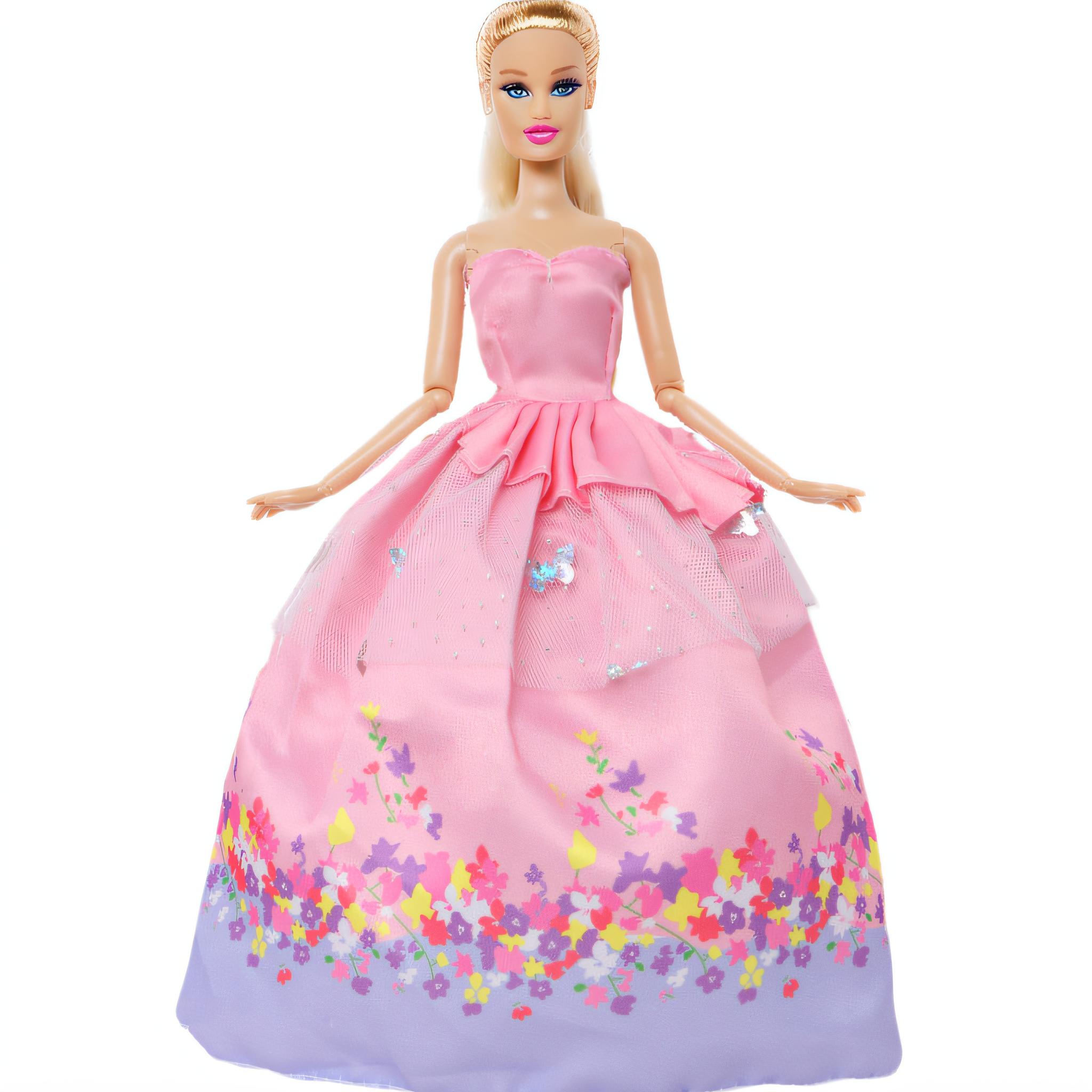 Bunte Ballkleider, Partykleider für Barbie-Puppen-Kleidung, Hochzeits-Braut-Outfits(KEINE PUPPEN) violett/rosa
