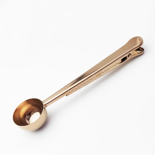 2in1 Edelstahl-Kaffeelöffel-Dichtungsclip, silbernes Küchenzubehör, Espresso-Empfänger, Schüssel, Dekoration, Kaffeemaschine rose gold