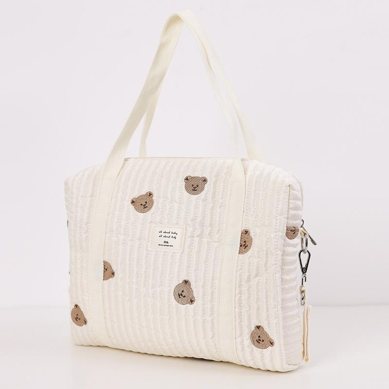 Neugeborenen Baby Pflege Windel Tasche Mama Schulter Tasche Stickerei Stepp Kinderwagen Windel Lagerung Organizer Große Handtaschen bear