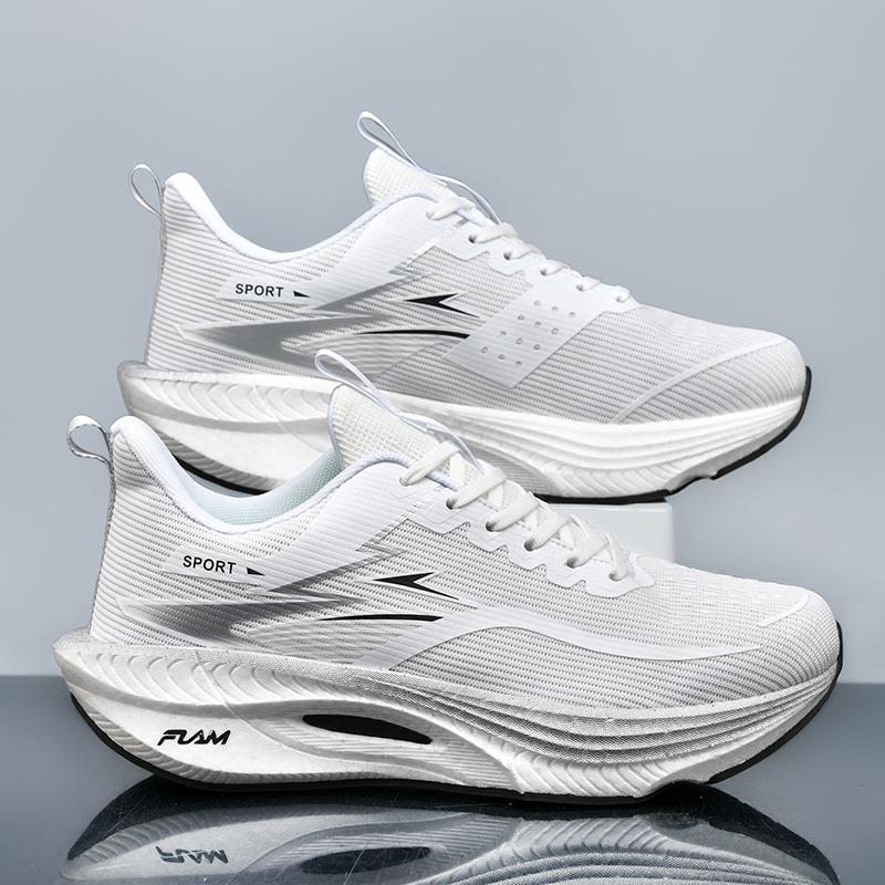 Professionelle Marathon-Carbonplatten-Mesh Atmungsaktiv Stoßdämpfende Laufschuhe Leicht Rebound Vielseitige Laufschuhe 45 weiß
