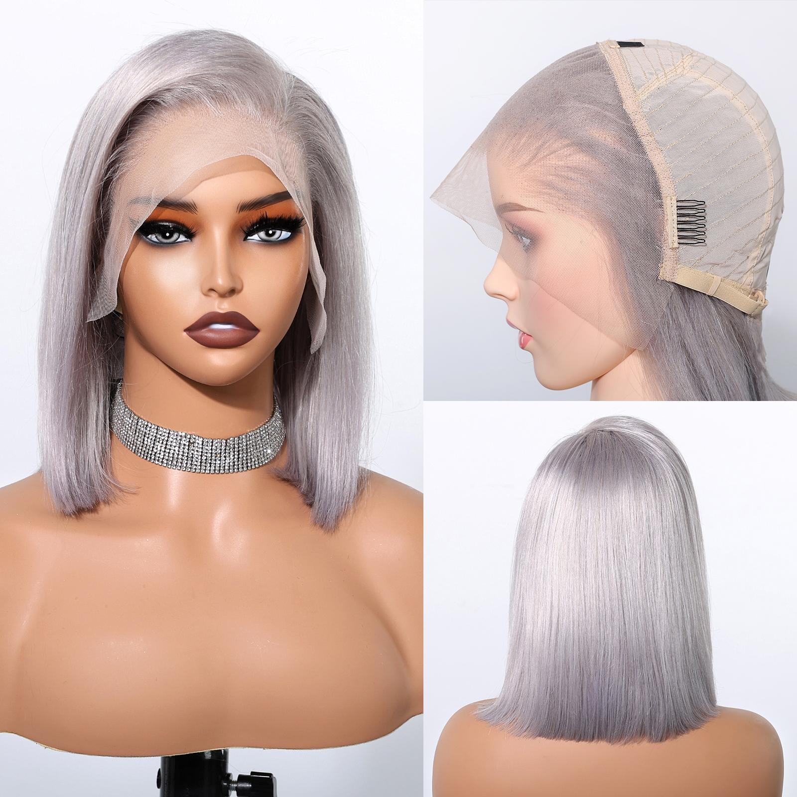 HAIRCUBE HD Transparent 613 Blonde Glattes Echthaar Lace Front Perücke Kurzer Bob Blonde Echthaar Perücken 13x4 Lace Frontal Perücke für Frauen