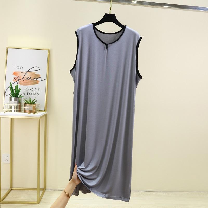 HerrenModal V-Ausschnitt Pullover Bademantel - Sommer Leicht Übergröße Nachtwäsche, Einfarbig A-Linie Kleid Bademantel xl ( 70-85kg ) dunkelgrau