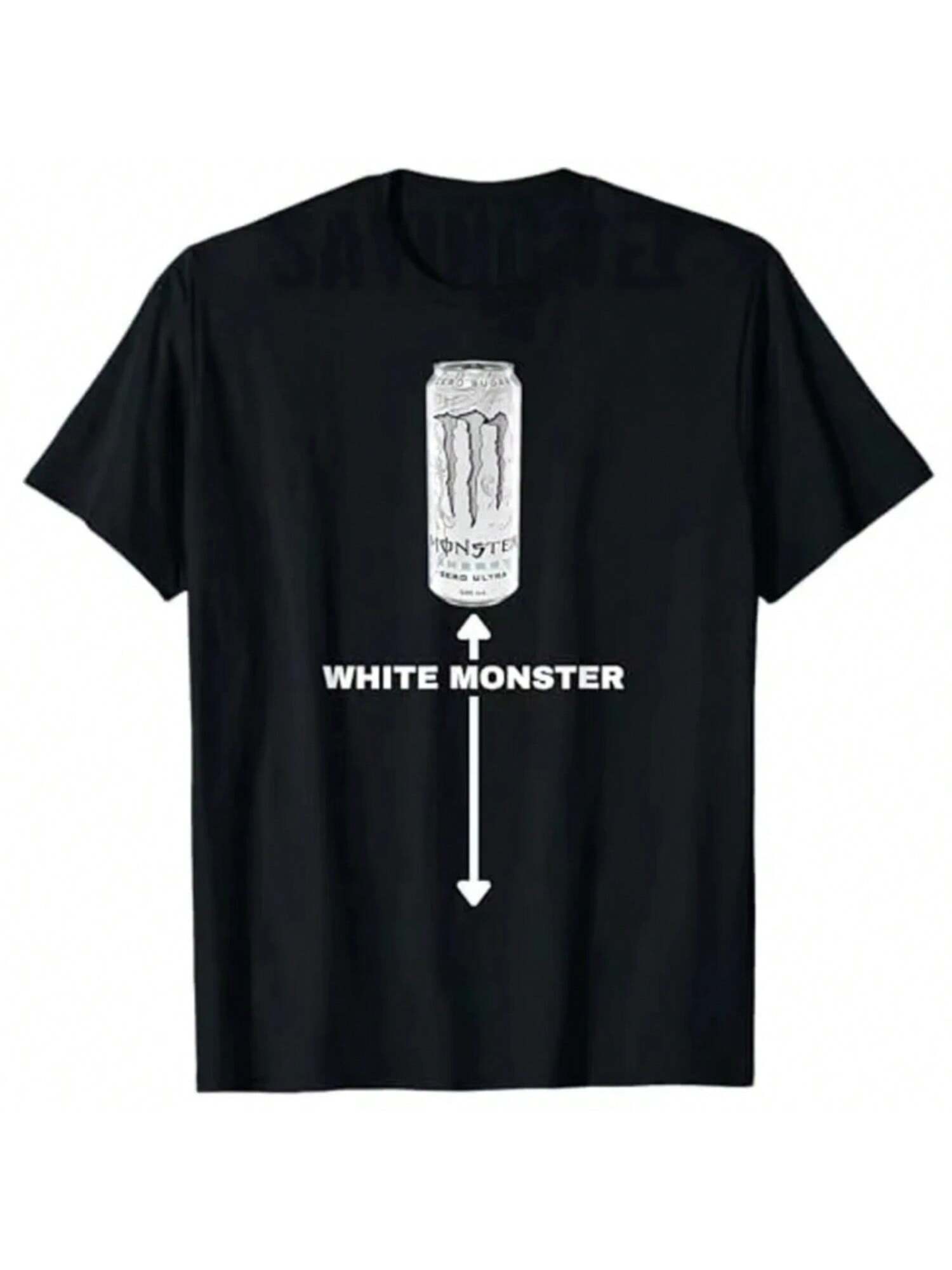 Weißes Monster Lustiger Witz Freunde T-Shirt Humorvoll Damenmode Getränkeliebhaber Grafik Top Geschenk M schwarz
