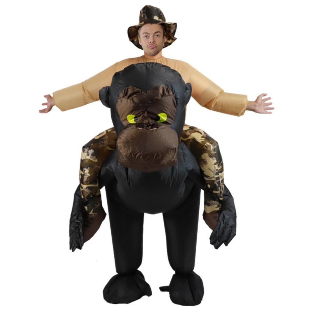 Kreatives Gorilla aufblasbares Kostüm Cosplay Tier trägt Leute Requisiten Gorilla trägt Leute aufblasbares Kostüm 150-190cm schwarz