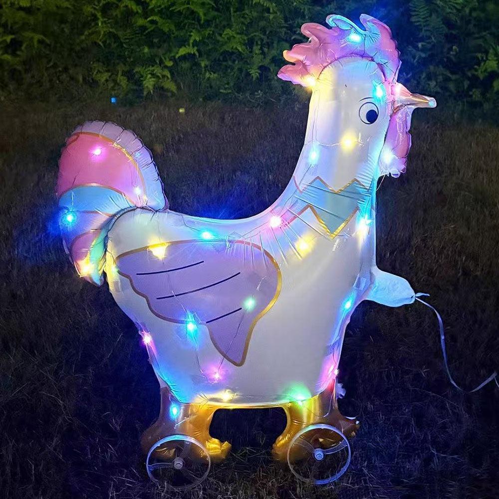 Mit Rädern Cartoon Tier Ballon Mit Licht 3D Ballon Tier Stofftier Kindergeschenk Rooster