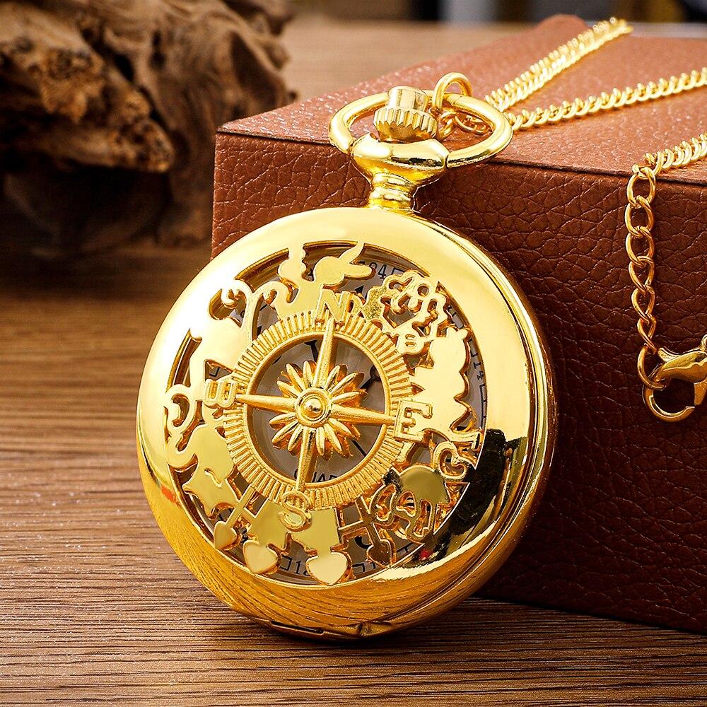 Steampunk Vintage arabische Ziffern Quarz Taschenuhr Halskette Kette Anhänger Uhr für Herren Frauen gold