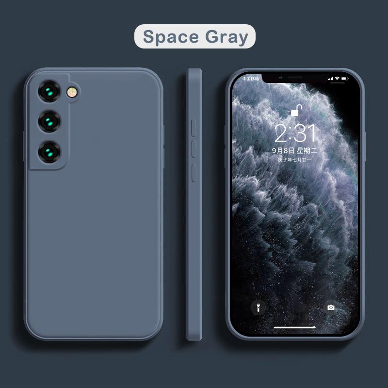 Luxuriöse quadratische Hülle aus flüssigem Silikon für Samsung Galaxy S25 S24 S23 FE S22 Ultra S21 S20 S10 Plus A52 A53 A54 A33 A72 A32 4G 5G Soft Cover For Samsung S21 FE grau