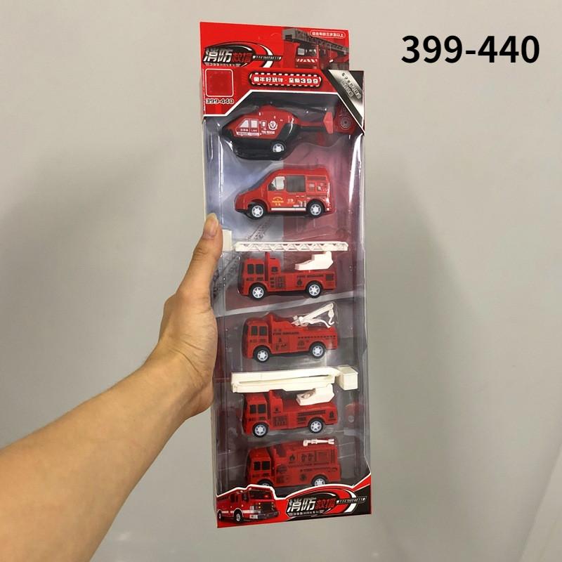 6Pcs Auto Modell Spielzeug Feuer Lkw Flugzeug Polizei Technik Modell für Jungen Weihnachten Geschenk Diecast 1/64 Voiture Zurückziehen auto Spielzeug 399-440