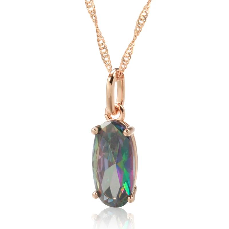 Ovaler geometrischer bunter Zirkon-einfacher Anhänger für Damen, funkelnder Modeschmuck, leichte Luxus-Halskette