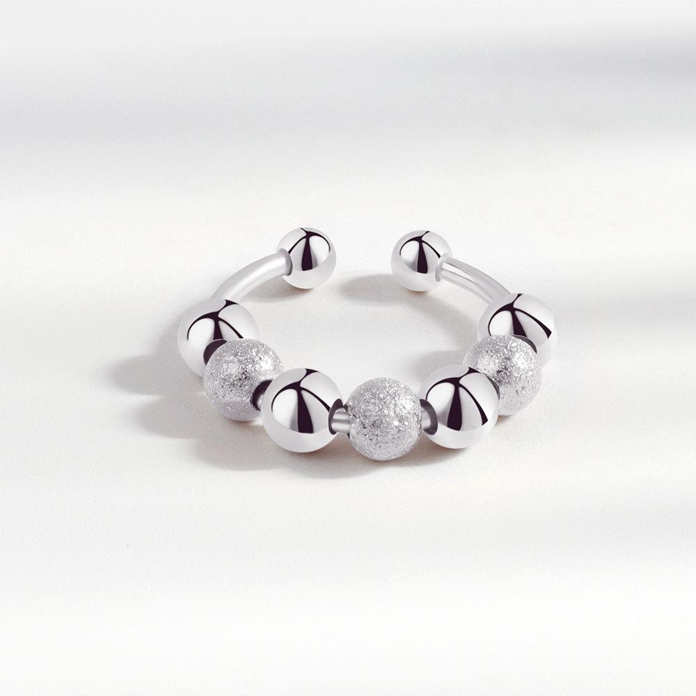Smjel Kristallblume Angstlindernder Ring für Damen Verstellbar Offen Fidget Spinner Anti-Stress Entspannender Dekompressionsring resizable white