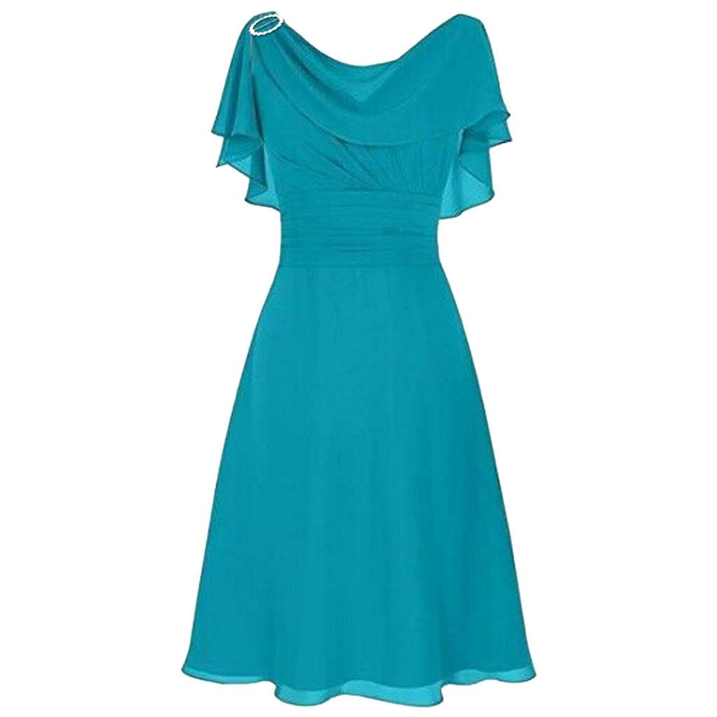 (Dida) Frauen formelle Hochzeit Brautjungfer High-Waist Party Ball Abendkleid Cocktailkleid S blau