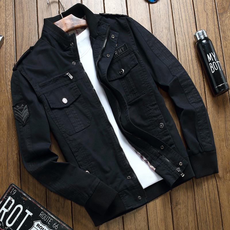 Baumwolle gewaschen Jacke männlich Special Forces Casual Tooling große Größe Militäruniform Jacke lose M schwarz