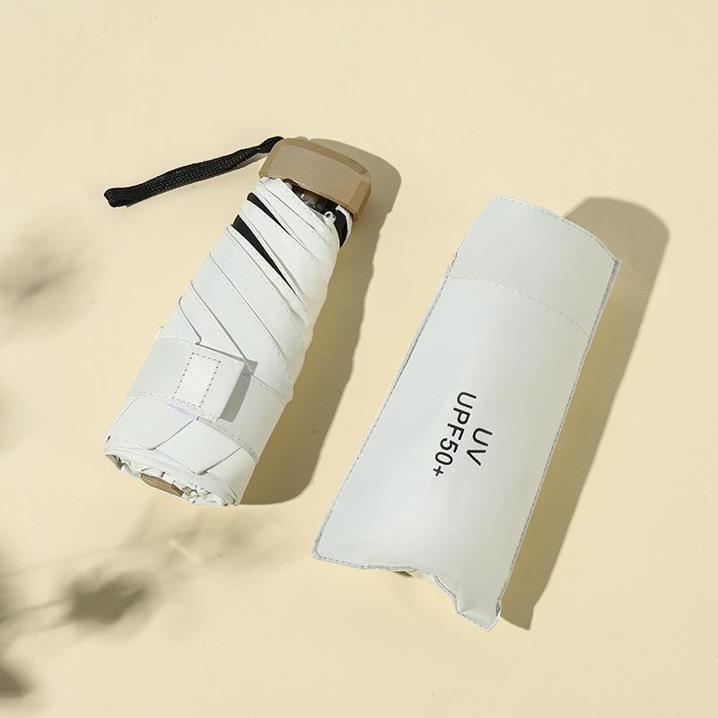 Mini Sonnenschirm Kleine Tasche Regen Reise Regenschirm Vinyl Taschenschirm UV Schutz Sonnenschutz Tasche Sonnenschirm Kapsel 1PCS beige