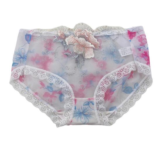 Trendy atmungsaktive schützende elastische Perspektive Spitze Sexy Damen Slips Höschen Unterhosen Alltagskleidung Frauen M weiß