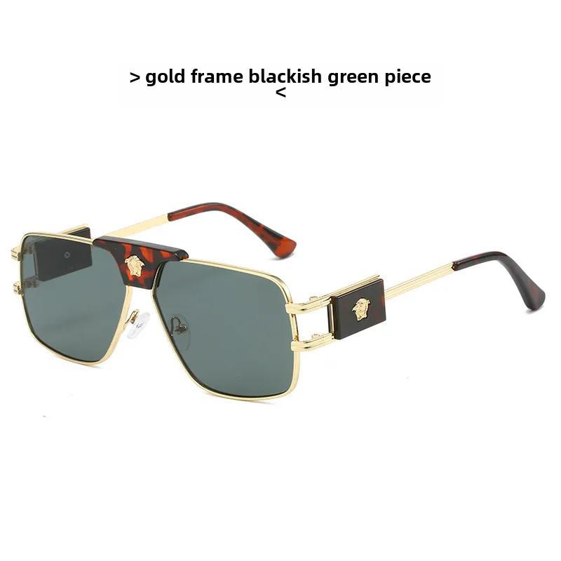 Modische Herren Sonnenbrille Große Marke Grenzüberschreitender Explosionsstil Quadratische Doppelbrücke Metall Sonnenbrille Europäischer Stil