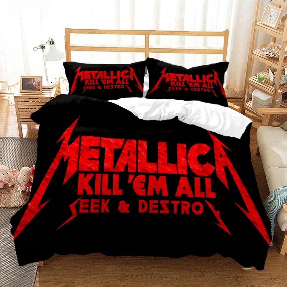 Bettwäscheset für Metal-Musikband M-Metallica, Einzelbett, Doppelbett, Queensize-Bett, Kingsize-Bett, Bettbezug-Set für Erwachsene und Kinder, Heimtextilien US Twin 173x218cm
