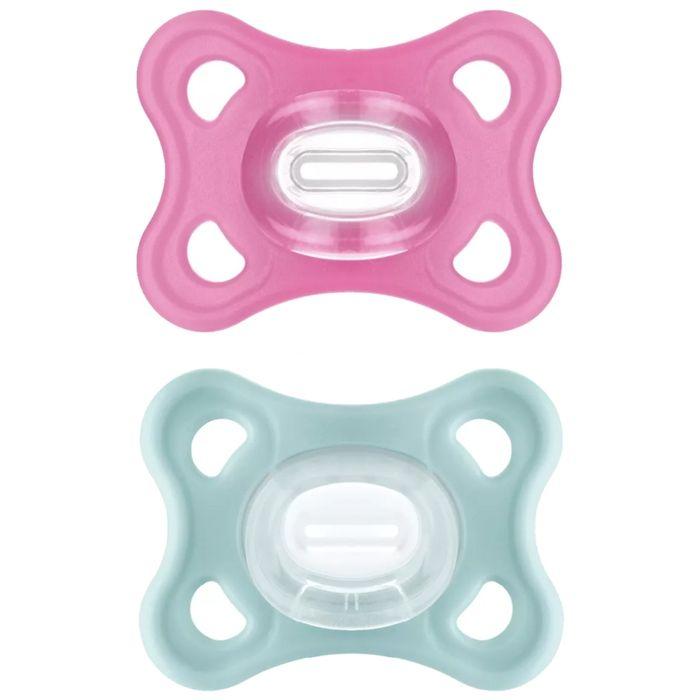 Schnuller-MAM Comfort 2 Schnuller Silikon 2-6 Monate (Farbe : Rose) rosa