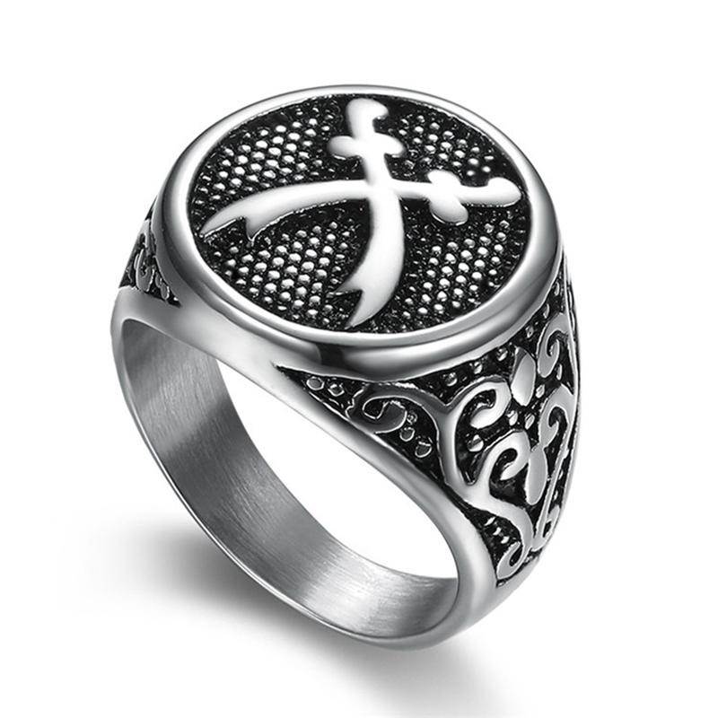 Schwert Zulfiqar Imam Ali Islamischer Herrenring Silber Titan Edelstahl Muslimischer Schmuckband Punk Hip Stil Siegel 9