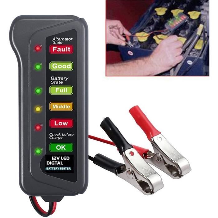 12 V 6 LED Autobatterie und Generator-Tester, Digitale Lichter Lichtmaschinen-Tester, Multifunktions-Tester für Autos