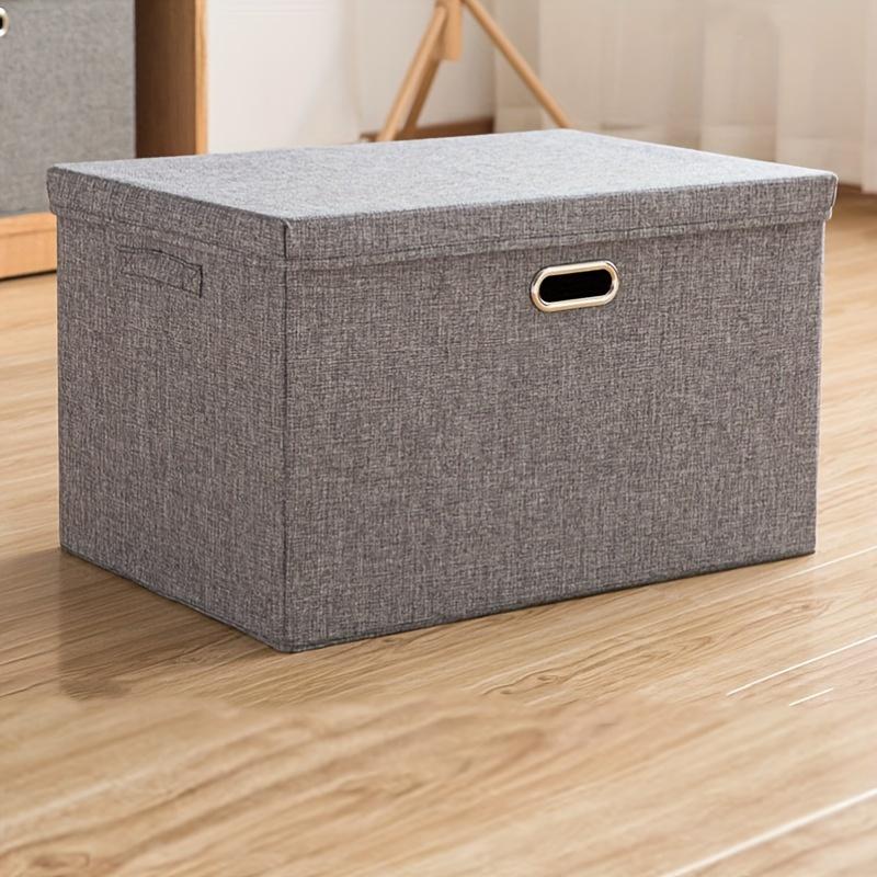 Hochwertige extra große Aufbewahrungskörbe mit Deckel, Handheld-Aufbewahrungsbox für Kleidung, Stoff-Aufbewahrungsbox, Organizer für Spielzeug und Kleidung S grau