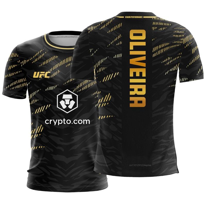 UFC MMA Oliveira T-Shirts Brasilianischer Mixed Martial Artist Herren Fight Night Champion Trikot Sommer Herren GYM Atmungsaktive T-Shirts Oberteile M black