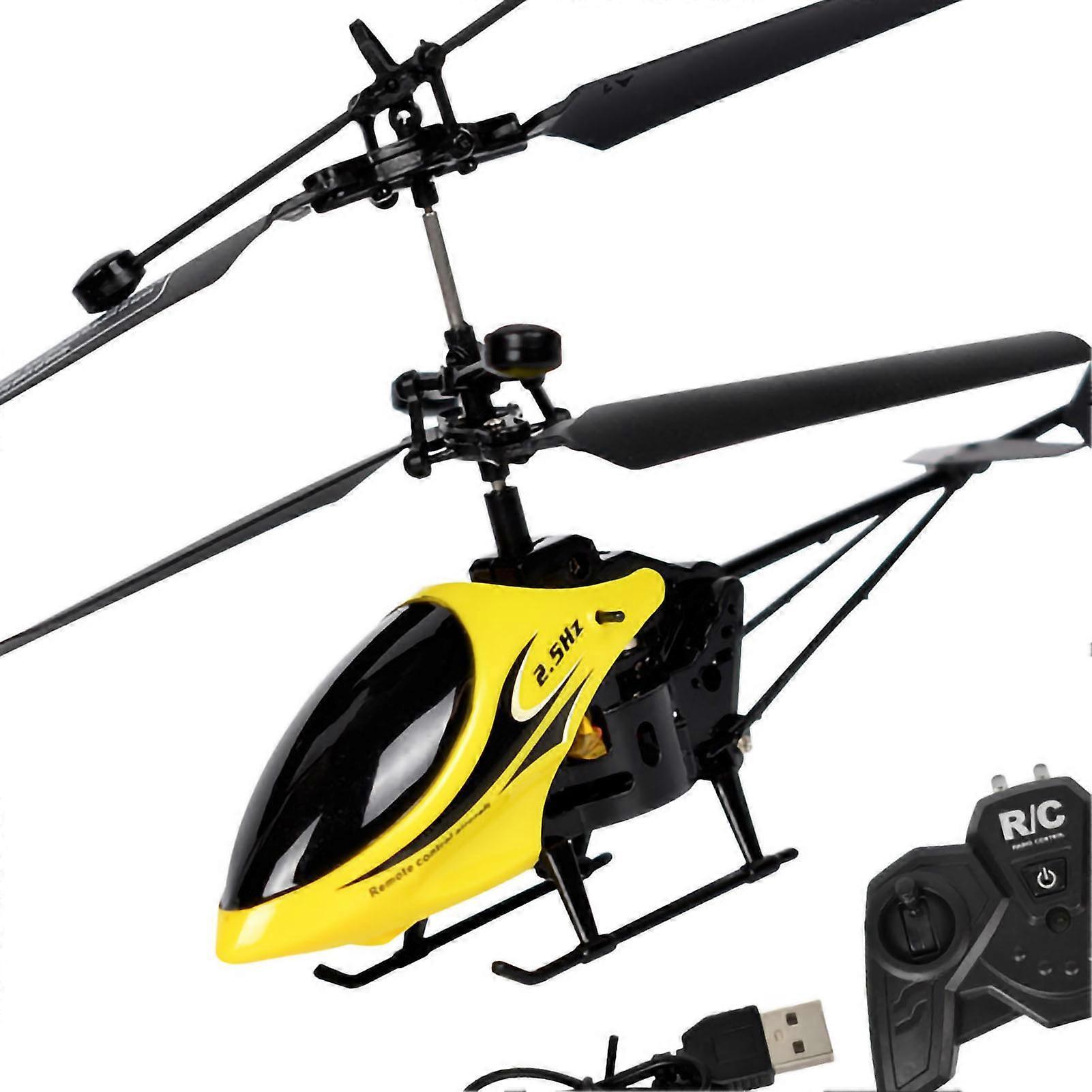Fernsteuerungs-Hubschrauber Zwei-Wege-Ladung Sturzfest Kabelloser Fliegender Hubschrauber für Kinder Spielzeug Geschenke Gelb