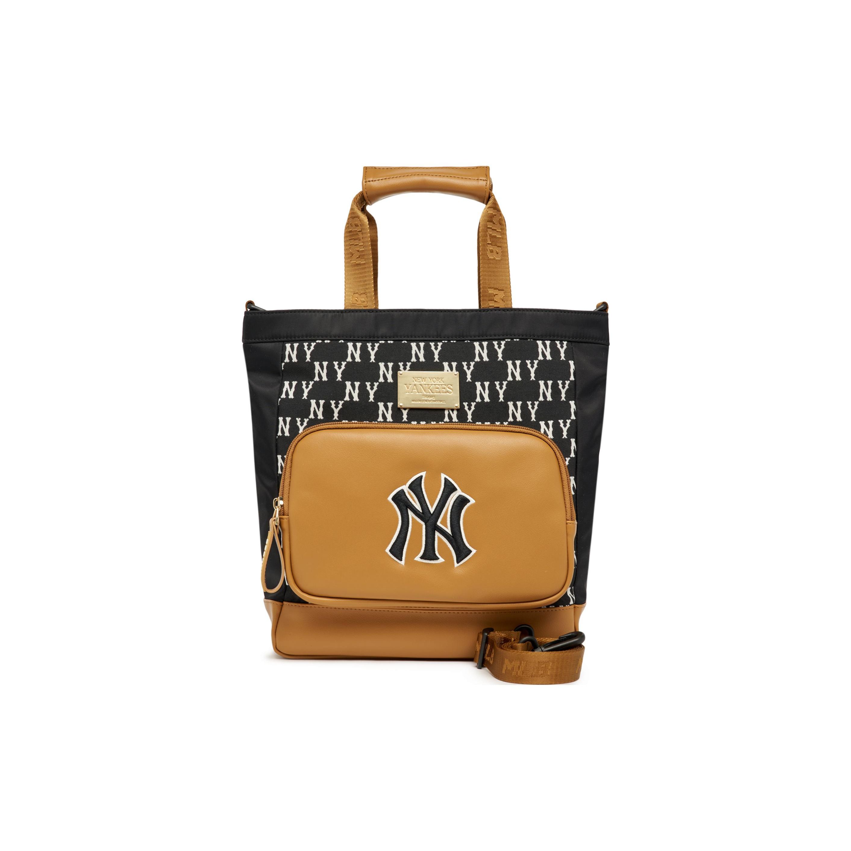 MLB New York Yankees Klassisch Vintage Große Kapazität Verstellbarer Schultergurt Aufgedrucktes Großes Logo Metallreißverschluss Tragetasche Damen Tragetasche 7AUBM023N-50BKS One Size