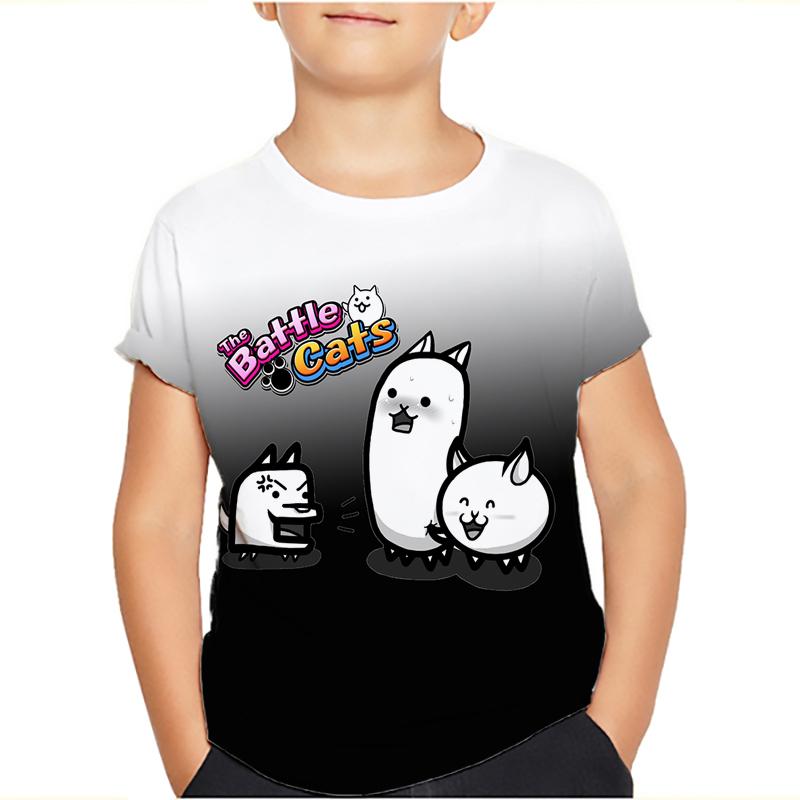 The Battle Cats Baby Sommer T-Shirt Junge Mädchen Kurzarm Volldruck Geburtstag T-Shirt Kinderkleidung Cartoon Tops Geschenk 110 elfenbein