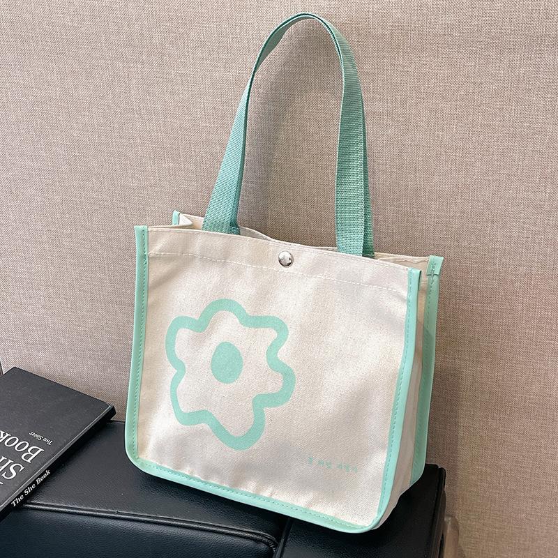 Große Kapazität Bento-Taschen Einkaufstaschen Canvas Handtaschen Ausgehen Modisch und Vielseitig Ein-Schulter Handtaschen für Damen white