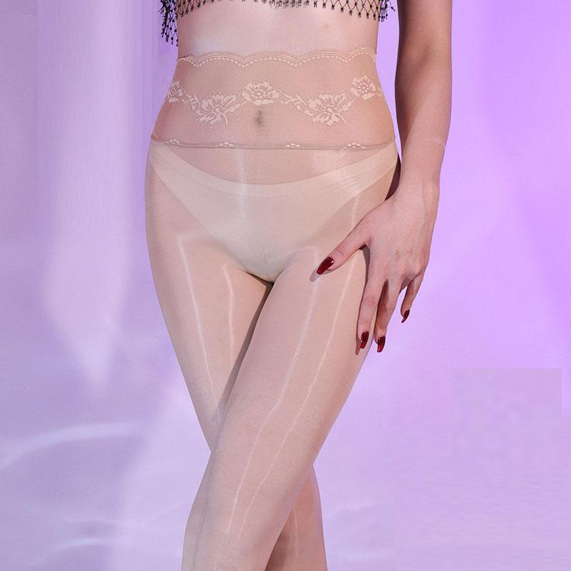 Frauen Strümpfe Sexy Perspektive Öl glänzend Dessous elastische Strumpfhosen weibliche glänzende Strumpfhosen One size